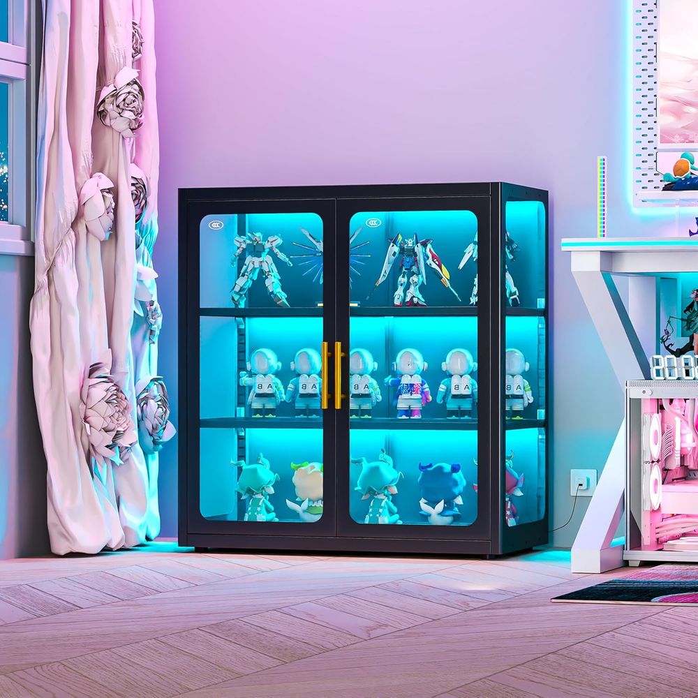 Glass Cabinet Display - خزانة عرض زجاجية طويلة بارتفاع 34