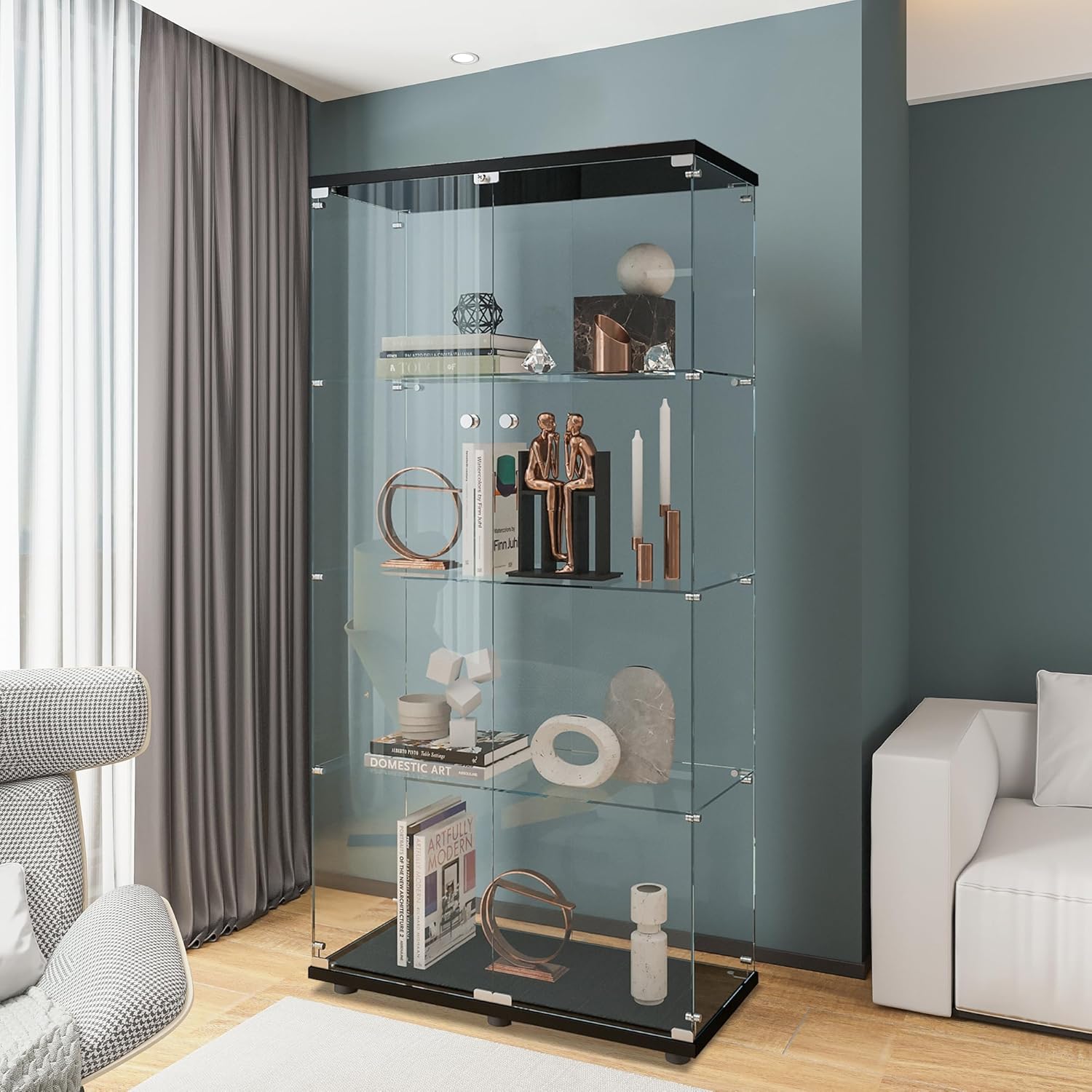 Glass Cabinet Display - خزانة عرض زجاجية بـ 4 أرفف