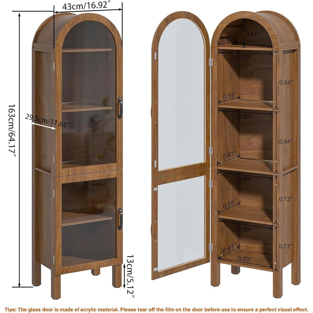 خزانة عرض مقوسة بارتفاع 64.17  - مراجعة Glass Cabinet Display وسعره