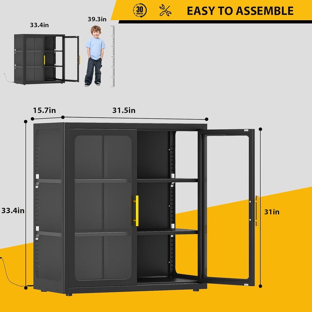 خزانة عرض زجاجية بارتفاع 34 بو - مراجعة Glass Cabinet Display وسعره