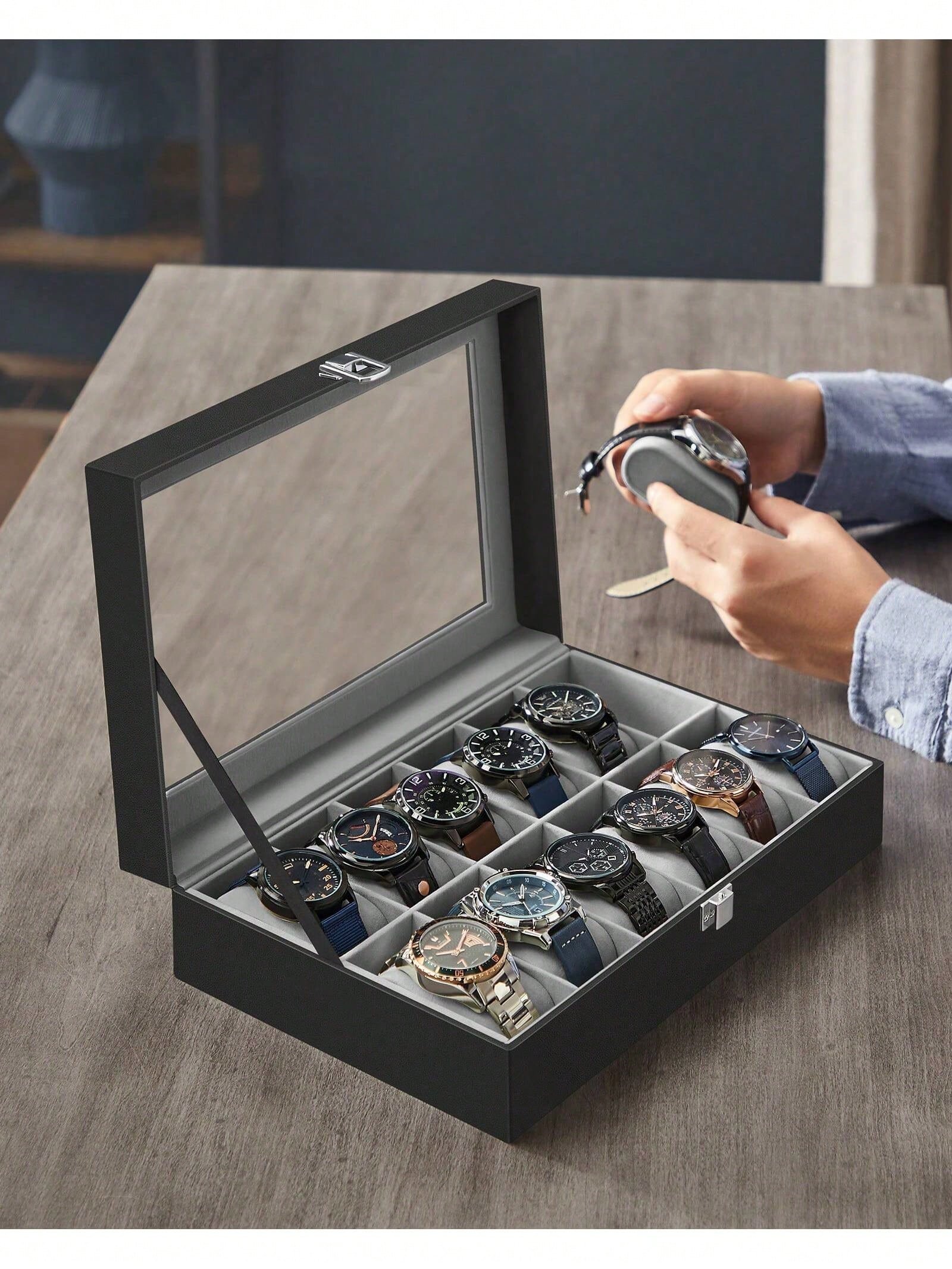 صندوق ساعات بـ 12 فتحة قابل لل - مراجعة Glass Cabinet Display وسعره