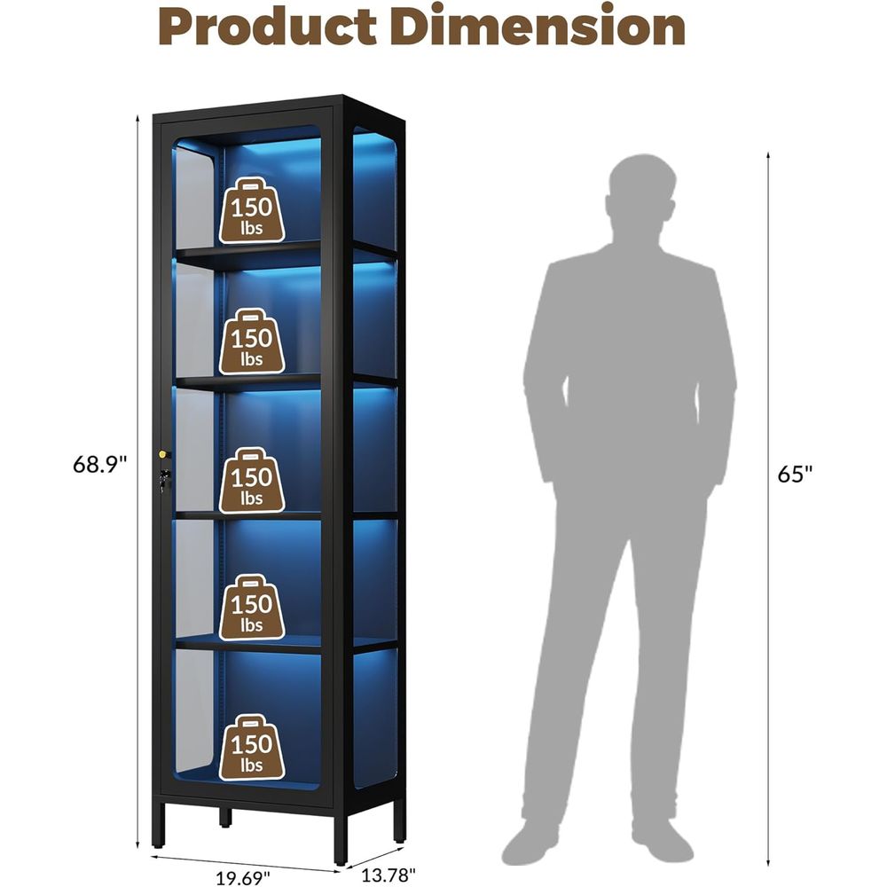خزانة عرض زجاجية 69 بوصة مع قف - مراجعة Glass Cabinet Display وسعره