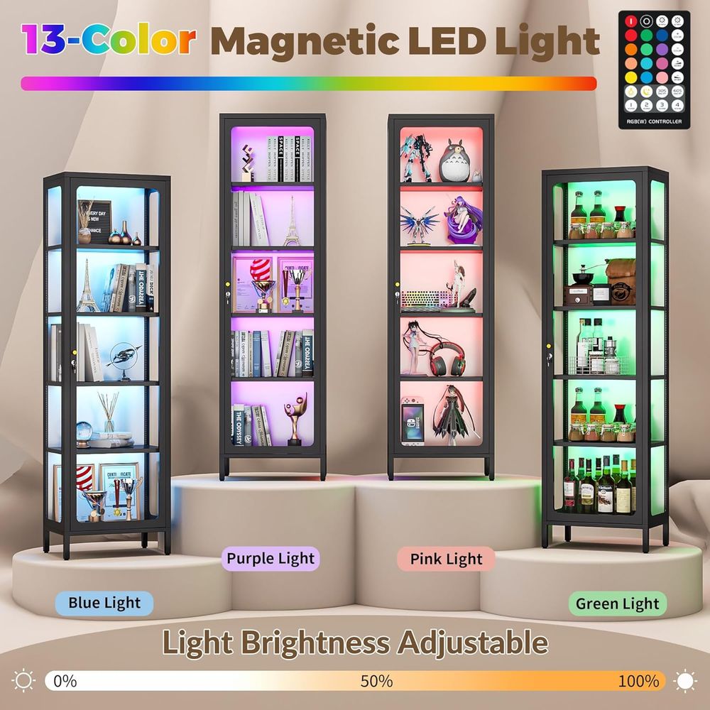 خزانة عرض زجاجية 69 بوصة مع قف - مراجعة Glass Cabinet Display وسعره