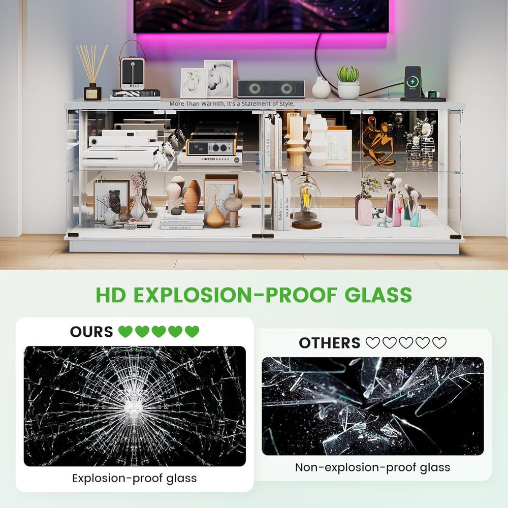 حامل تلفزيون زجاجي 71 بوصة مع  - مراجعة Glass Cabinet Display وسعره