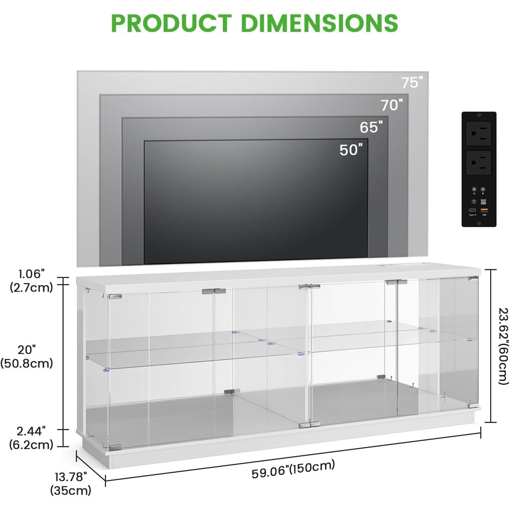 حامل تلفزيون زجاجي 71 بوصة مع  - مراجعة Glass Cabinet Display وسعره